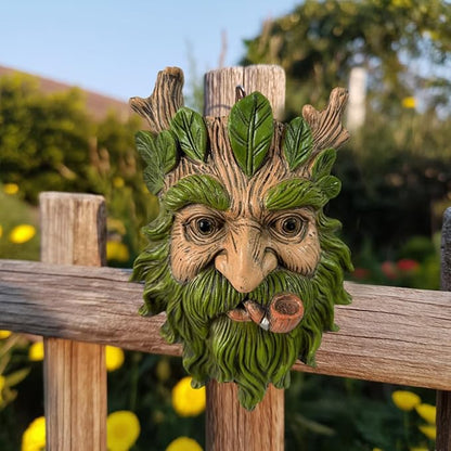Abia Jaeia Pipe Tree Face Sculpture, Funny Pipe Old Man Tree Hugger Statue, Indoor & Outdoor Creative Props for Garden and Home,9" x 7" x 2.4"