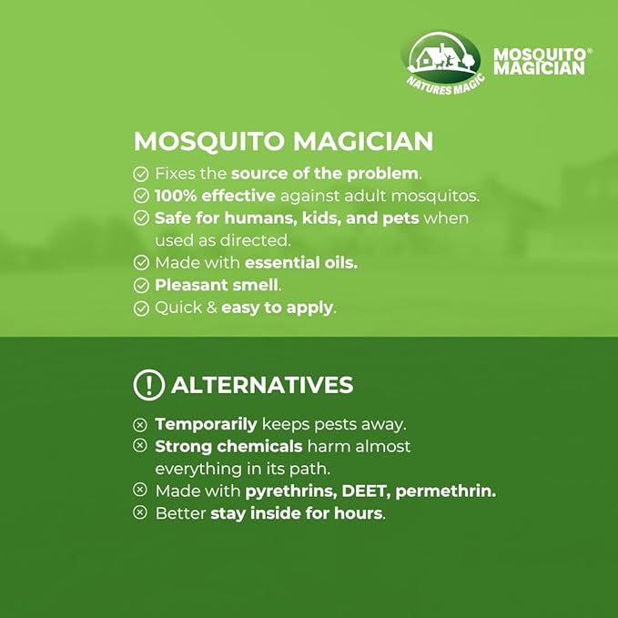 Mosquito Magician Indoor and Outdoor Spray - Use for Carpet, Furniture, Bedding, Couches & Pets – Plant-Sourced with Essential Oil – Cedarwood, 32 OZ