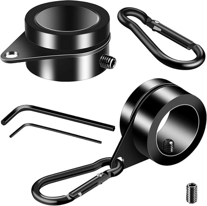 Flag Pole Rings, 1" Spinning Flagpole Ring Clips, 2 Pcs Aluminum Alloy & Steel 360° Rotating Anti Wrap Flag Mounting Rings with Snap Carabiners for 0.75-1.02 Inch Diamete Flagpole (Φ1, Black)