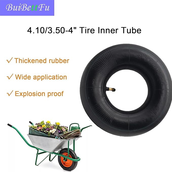 4.10/3.50-4 Tire Inner Tube with TR-87 Bent Valve Stem - Heavy Duty Replacement for Garden Carts,Golf Cart, Wheelbarrows, Hand Trucks, Lawn Mowers, Hand Trucks and More (2/Pack)