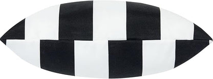 FUNHOME Outdoor Throw Pillows Water Resistant 18x18 inch,Decorative Throw Pillow with Insert Set of 2,Hidden Zipper Headrests for Patio Furniture Sofa Couch Chair (Black White Stripe)