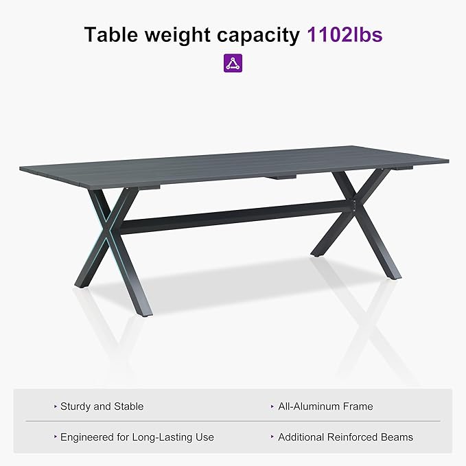 PURPLE LEAF 11 Pieces Outdoor Table and Chair Set Patio Furniture Set with Large Rectangular Table and 10 French Dining Chairs for Poolside Deck Colorful Patio Dining Set