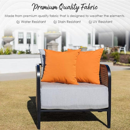 RSH DECOR: Square Throw Pillows Set of 4 | 20” x 20” | All-Weather Spun Fabric | Water and Fade-Resistant | Outdoor Accent Pillows for Patio Furniture | Daelyn Navy