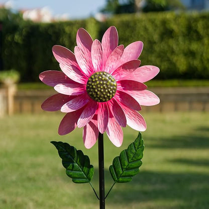 Viveta Wind Spinner Outdoor, Decorative Wind Sculpture wtih Sturdy Stake,Pink Pinwheels for Yard and Garden