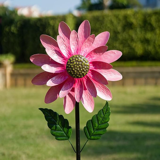 Viveta Wind Spinner Outdoor, Decorative Wind Sculpture wtih Sturdy Stake,Pink Pinwheels for Yard and Garden