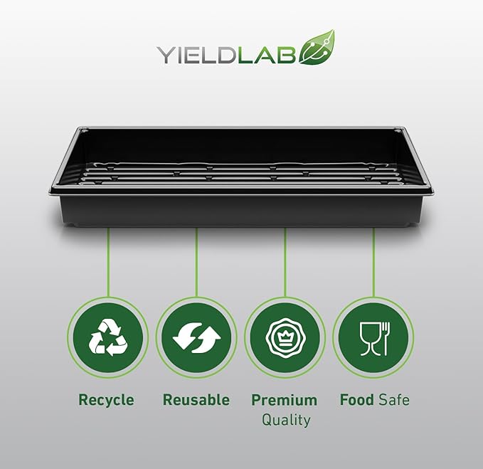 10x20 Inch Black Plastic 25 Pack Plant Propagation Tray – Growing Trays for Garden, Planting, Seedling, Soil & Hydroponic Horticulture - Microgreen Trays Grow Plants - No Drain Holes