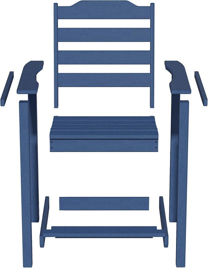 OTSUN Tall Adirondack Chairs Set of 2 with Connecting Tray, 24 inches HDPE Bar Height Outdoor Chairs, All Weather Resistant for Balcony, Porch, Kitchen (2 PC, Navy Blue)