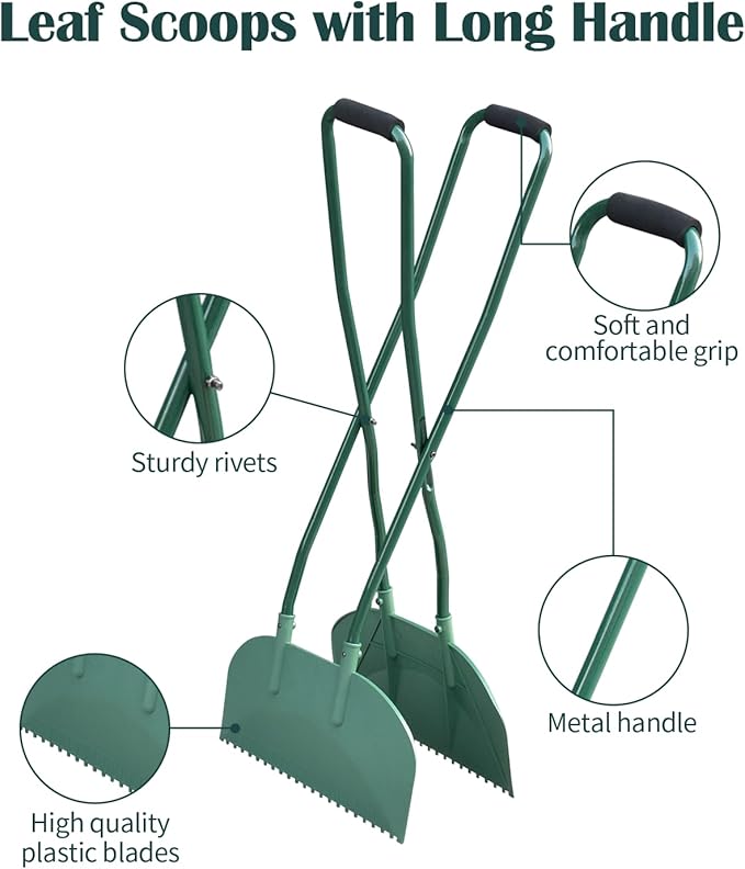 Leaf Grabber, Grabber Rake, Leaf Picker Upper, Leaf Scoops with Long Handle, Rakes for Yard Work, Yard Tools for Garden Cleaning