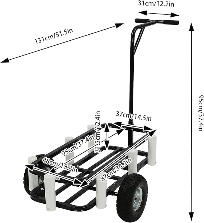 Beach Fishing Cart, 200 LBS Foldable Fishing Cart with Big Wheels, Heavy-Duty Aluminum Pier Wagon Trolley for Beach & Outdoors