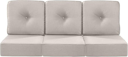 Luxury 22x24/22x25 6-Inch Patio Couch Cushions Set of 3 - Memory Foam Deep Seat Water Repellent Patio Cushion for Lawn Dining Rocking Swivel Chairs Loveseat 3-Seater Sectional Sofa - Beige