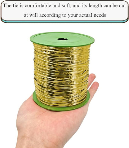 HAHIYO 350Yards/1050Feet/320M Gold Metal Twist Ties for Bread Candy Coffee Plant Garden Cellophane Treat Bags Gift Wrapping Plastic Halloween Party Cake and Craft Projects