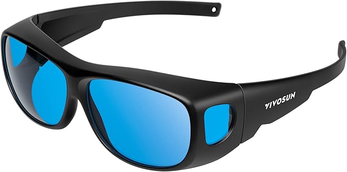 VIVOSUN Indoor Hydroponics Anti UVA and UVB Grow Room Glasses Goggles with Glasses Case, Blue