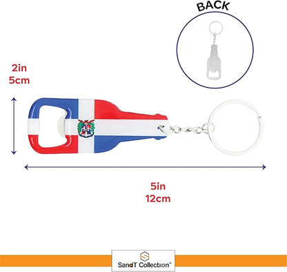 SandT Collection Metal Beer Bottle Opener - Dominican Republic Flag Shape