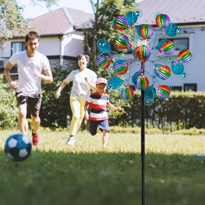 Solar Wind Spinners Outdoor,Hot Air Balloon Wind Spinner with LED Glass Ball,Muti-color Wind Spinners for Yard and Garden,Pinwheels Kinetic Wind Spinner,Wind Sculptures & Spinners for Pathway