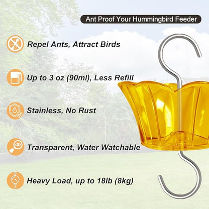 Ant Moat for Hummingbird Feeder - 3 OZ x 4 Pack Insect Guard with Large Capacity (Orange)