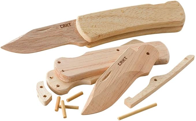 CRKT Nathan's Knife Kit: Wooden Pocket Knife, Drop Point Blade Design with Working Lock Back, Craft Project, Great for Kids 1032, Black