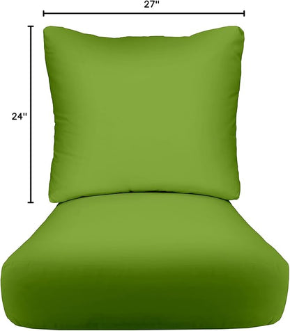 RSH DECOR: Deep Seating Cushion with Pillow Back | 24” x 27” Seat | All-Weather Spun Fabric | Water and Fade-Resistant | Outdoor Chair Cushion Set for Patio Furniture | Kiwi Green