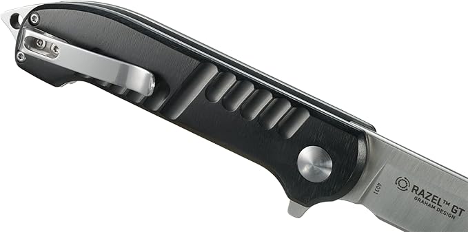 CRKT Razel GT Assisted Folding Pocket Knife: Everyday Carry, Stainless Steel Cleaver Blade with Satin Finish, Liner Lock, Black Aluminum Handle, Lanyard Hole 4031 Multi One Size