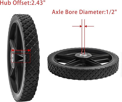 Parts Camp 14" Spoked Plastic Wheel and Tire 14 x 1.75'' Lawn Mower Wheels Kits For Push Mowers/Hand truck tires/Tool carts/Garden cart/Pressure Washer/Generator/Wheelbarrow/Dolly Wheel(Set of 2)