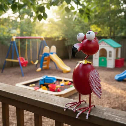 Metal Flamingo Decor Garden Staute Outside - Art Red Flamingos Yard Art Outdoor Garden Sculptures for Patio Backyard Porch Decoration, Gifts for Mom