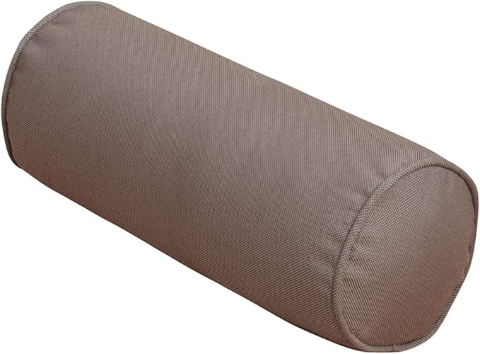 Indoor/Outdoor Bolster Pillows, 16x6 inches Solid Round Lumbar Cylinder Throw Pillows for Outdoor Furnitures, Set of 2, (Coffee)
