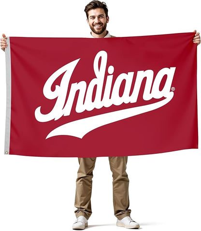 Indiana Hoosiers College Sports Printed Flag - NCAA Licensed - Nylon - School Banner (White, Red) (3' x 5')