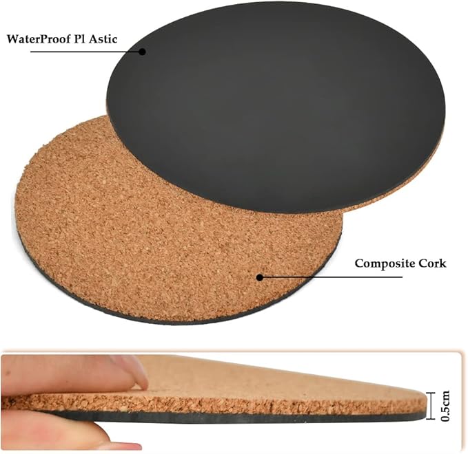 10Pcs Cork Plant Mat Round Cork Plant Coasters 4/6/8 Inch DIY Corks Pad Plants Plate Pad for Gardening, Indoor and Outdoor Pots, DIY Craft Project