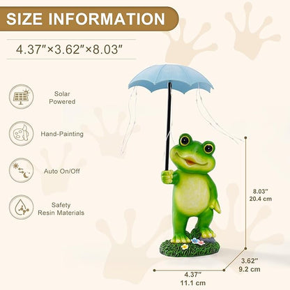 Solar Frog Garden Statue for Outside - Outdoor Decor Funny Hold Umbrella Lights for Lawn Yard Balcony Home : Best Garden Gifts for Mom