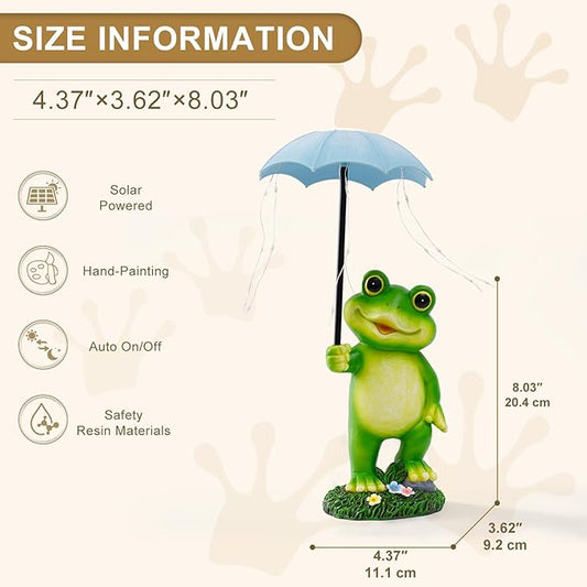 Solar Frog Garden Statue for Outside - Outdoor Decor Funny Hold Umbrella Lights for Lawn Yard Balcony Home : Best Garden Gifts for Mom