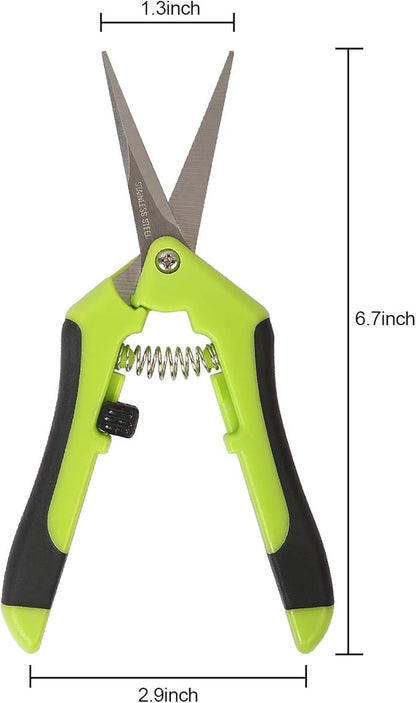 KEILEOHO 12 Pack 6.5 Inch Bud Trimming Scissors, Professional Stainless Steel Gardening Hand Pruners Micro-Tip Pruning Snips with Straight Blades for Trimming Garden Herb Plants Flowers