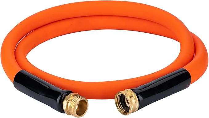 EASTRANS Short Garden Hose 10 ft x 5/8", Heavy Duty Orange Water Hose with 3/4" Solid Brass Connector for All-weather Outdoor