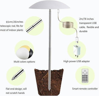 LED Grow Lights for Indoor Plants 2 Pack, Smart Full Spectrum USB Small Plant Lights with Remote, Height Adjustable, Auto On/Off Timer, Ideal for Home Decoration