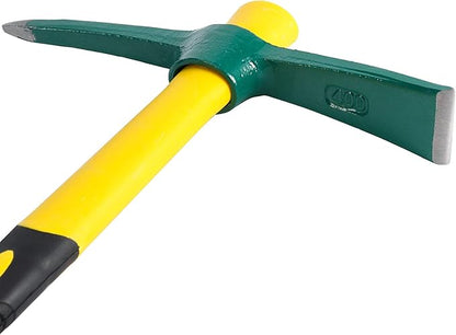 17.7 Inch Pick Mattock Hoe Heavy Duty, Gardening Hand Pick with Shock Absorption Rubber Handle and Forged Head, Pick Axe Hand Tool for Digging Weeding Prospecting Camping
