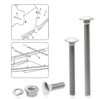 5/16-18 Carriage Bolts Set 40pcs Wheelbarrow Handles Replacement Kit 304 Stainless Steel Nut and Bolt Set Assortment Kit Compatible for Jackson Wheelbarrow Rebuild, Furniture Repair, Wood Joining
