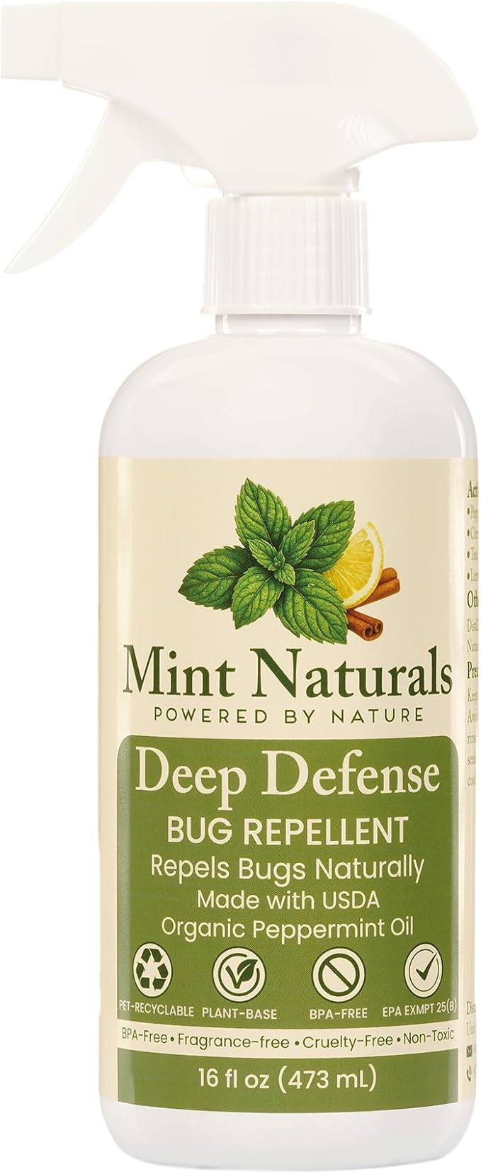 Deep Defense – Natural Bug Spray & Indoor/Outdoor Insect Repellent, Peppermint Oil Formula for Spiders, Ants, Roaches & Crawling Pests – 16oz Made in USA