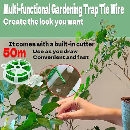 Bonsai Wire 7pcs-5 Rolls of Aluminum Bonsai Training Wire, Cutting Pliers and Plant Ties with Cutter 50 Meter Bonsai Tool Set, Adjustable Anodized Wire 1/1.5/2.0 mm for Bonsai Tree Training DIY Tools