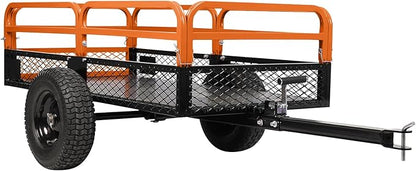 Heavy Duty ATV UTV Trailer Dump Cart 1600 Lbs Capacity 15 Cu Ft Tow Behind Steel Utility Trailer with Removable Sides and All-Terrain Tires for Garden Yard Farm Work Durable and Reliable