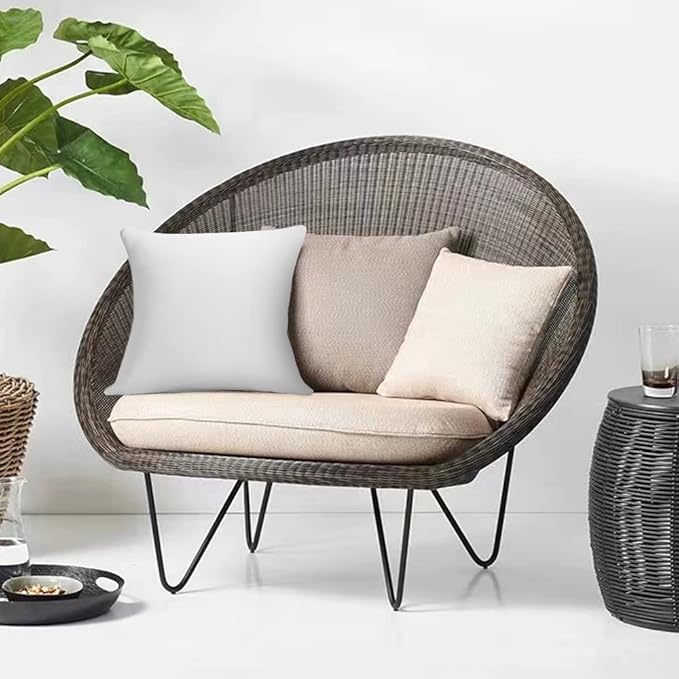 16 x 16 Outdoor Throw Pillow Inserts Set of 2 Waterproof Square Premium Decorative Couch Pillow Stuffers Form White Sofa Cushions Indoor