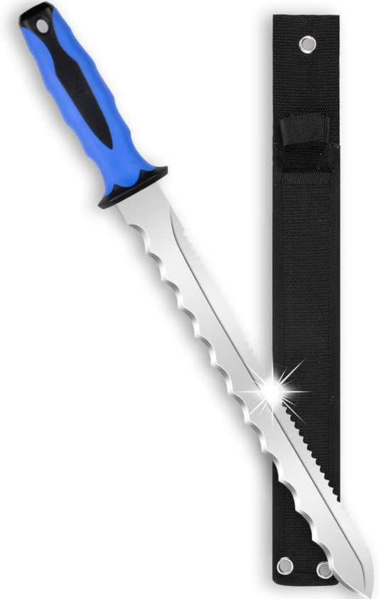 Sod Cutter knife: Stainless Steel Garden Knife 11.14-inch sharp blade, double-edged sod knife for outdoor, Lawn Repair, easy to carry (new blue)