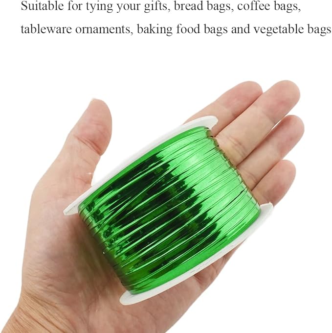 HAHIYO 100Yards/300Feet/91M Green Metal Twist Ties Bread Candy Coffee Bag Ties Plant Garden Twist Ties for Cellophane Treat Bag Gift Wraping Bag Plastic Bag Halloween Party Cake Present Art Craft