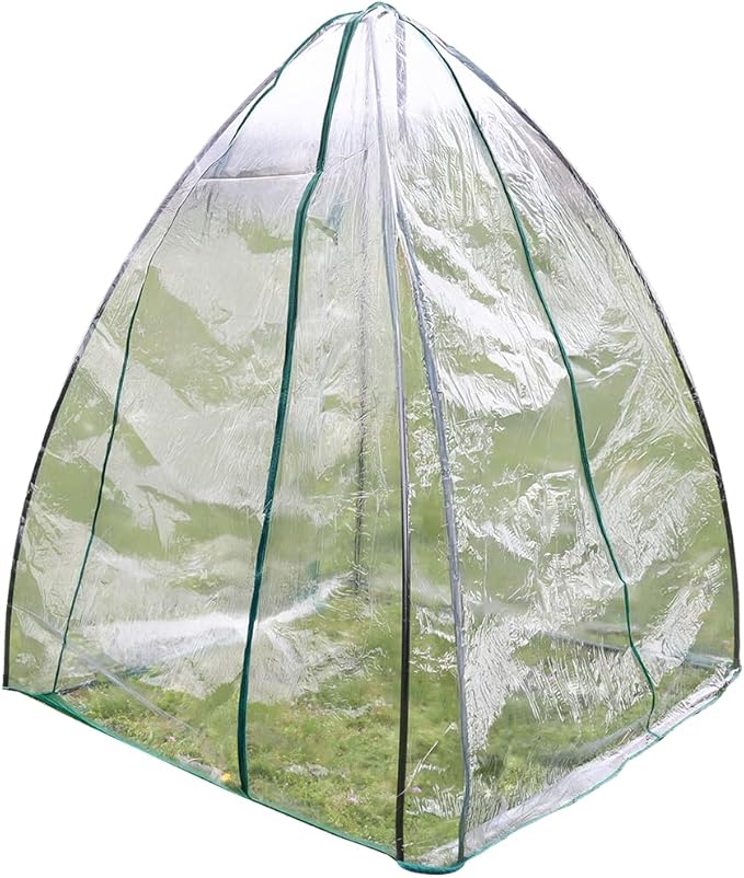 Winter Greenhouse Grow Tent SH3287 Portable Garden DIY Mini Green House Kit Steel Frame, Transparent Cover, 55.1 x 55.1 x 70.9-inches