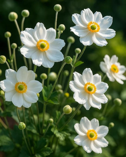 Perennial Farm Anemone x Hybrida 'Whirlwind' – Live Windflower in #1 Container, Semi-Double White Blooms, Long Blooming, Deer Resistant, Great for Borders, Shade Gardens & Pollinator Habitats