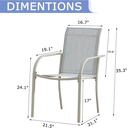 Patio Chairs Set of 2, Outdoor Dining Chairs with Breathable Textilene Fabric, Stackable Patio Chairs for Lawn, Garden, Backyard, Poolside, Beige