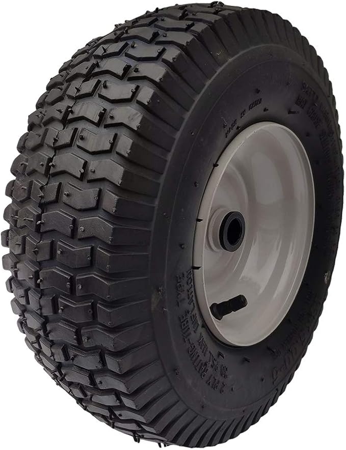 2 Pack 13x5.00-6 Lawn Tractor Pneumatic wheel,Wheelbarrow tire Turf Tread,3.13" hub length with steel rim,Flange ID 0.76''
