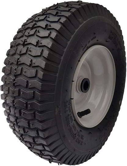 2 Pack 13x5.00-6 Lawn Tractor Pneumatic wheel,Wheelbarrow tire Turf Tread,3.13" hub length with steel rim,Flange ID 0.76''