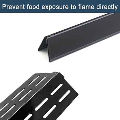 17.5"Flavorizer Bars and 13.26" Heat Deflectors for Weber Genesis 300 Series Grills with Front Control Knob, Genesis S310 S320 S330 E310 E320 E330,for Weber 7620 7621 (7620*5+7622*2, Porcelain Steel)