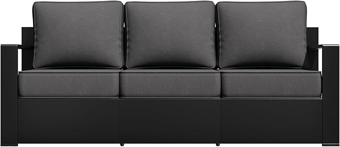Outdoor Patio Furniture Aluminum Patio Sofa, All-Weather Metal Outdoor Couch with 6 Inch Thick Cushions for Garden, Outside and Porch (Grey, 1 PCS/Sofa)