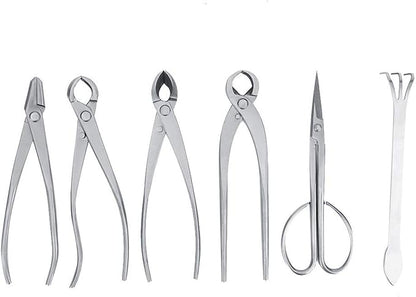 Bonsai Tools Set, 6pcs Stainless Steel Bonsai Garden Plant Tree Scissors Trimming Cutting Tool Set with Storage Bag, Garden Plant Tools