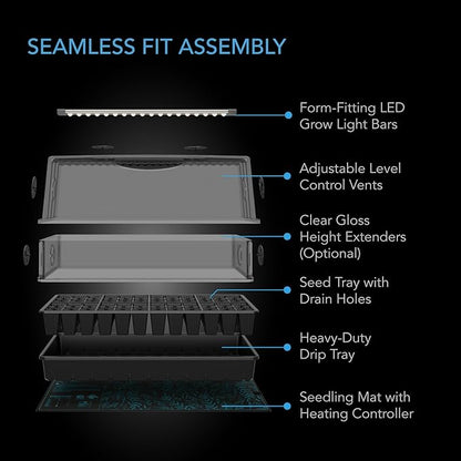 AC Infinity Heavy-Duty Large Humidity Dome 6x12 Germination Kit with Waterproof Seedling Mat, Full Spectrum LED Grow Light Bars, Samsung LM301H EVO Diodes, Vented Extension Panels, for Seed Starting
