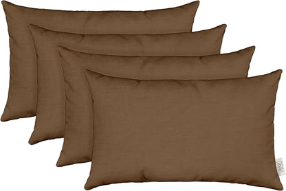 RSH Décor Sunbrella Jumbo Lumbar Pillow Covers – Set of 4 | 26" x 16" | Outdoor Use – Patio, Lounge, Adirondack, Deck | Water & Fade-Resistant | Play Mocha | Includes Down-Alternative Inserts